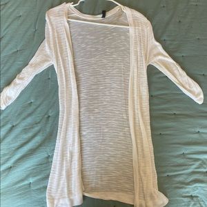 Long White Cardigan, Half Sleeves